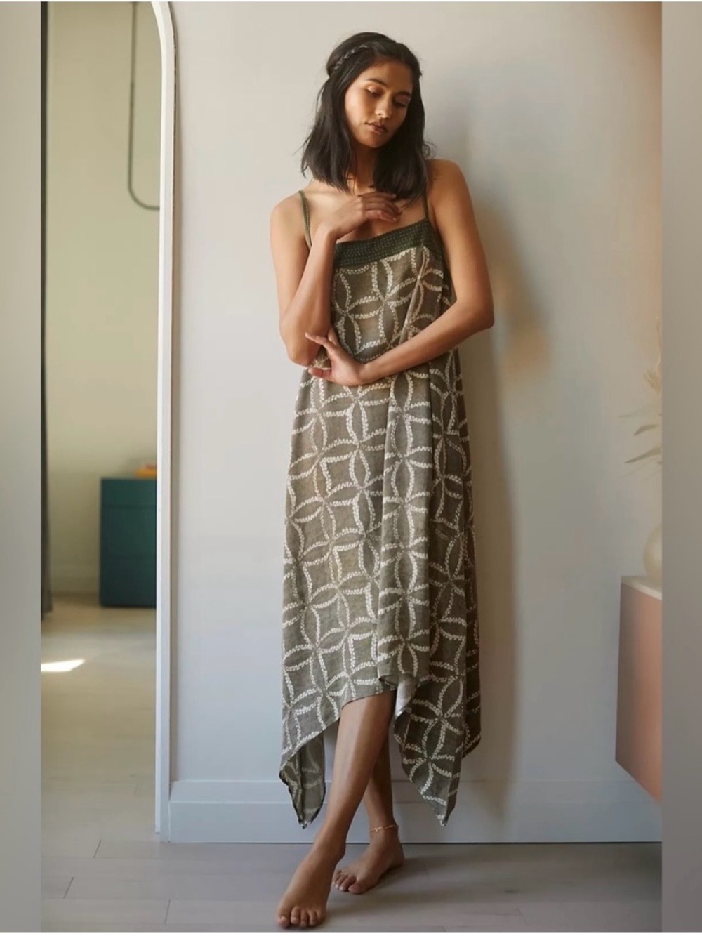 Anthropologie Kantha bias cut midi dress